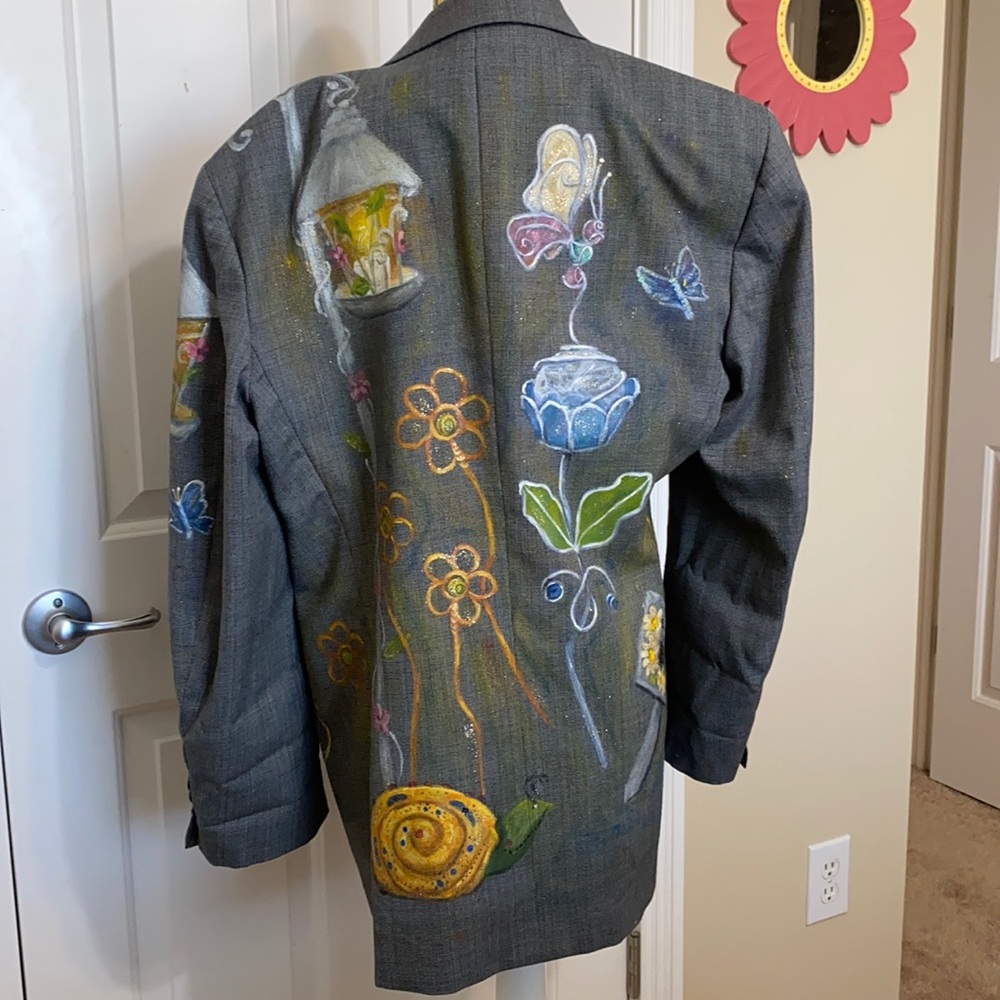Large Hand Painted Unique Jacket - image 3